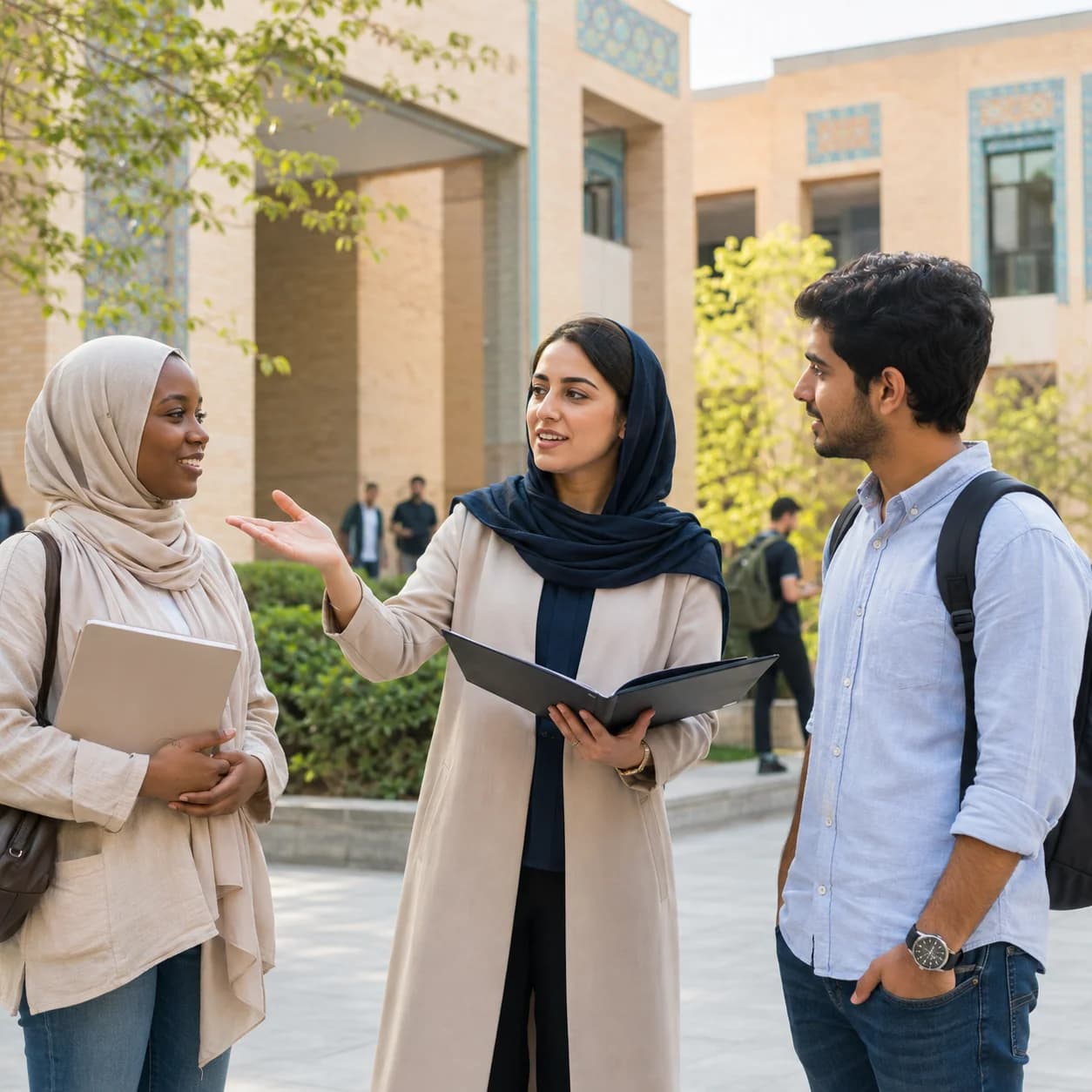International students on a university campus